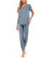 Printed Short Sleeve Top & Jogger Pajama Set