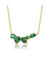 Sterling Silver 14k Yellow Gold Plated Mixed Cut Emerald Cubic Zirconia Cluster Necklace
