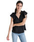 Фото #1 товара Women's Ruffle-Trim Split-Neck Top