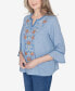 Petite Scottsdale Center Embroidered Split Neck Top