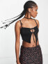 Motel cut out strap detail cami crop top in black