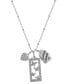Silver-Plated "Sisters Forever" and Crystal Butterfly, Heart Necklace