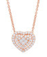 ფოტო #1 პროდუქტის Women's 14k Rose Gold Plated Cubic Zirconia Heart Pendant Necklace