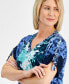 Petite Ombre Flora Printed Tab-Cuff Top, Created for Macy's Intrepid Blue Combo, P/S - фото #3