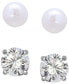 ფოტო #3 პროდუქტის 2-Pc. Set Cultured Freshwater Pearl (7mm) & Cubic Zirconia Stud Earrings in Sterling Silver, Created for Macy's