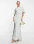 Фото #4 товара Maya Bridesmaid mid sleeve open back maxi dress in sage green