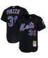 Men's Mike Piazza Black New York Mets Cooperstown Collection Mesh Batting Practice Button-Up Jersey