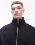 Topman premium heavyweight funnel neck full zip sweat in black