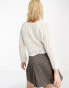 Фото #4 товара ONLY crochet cropped wide sleeve jumper in white