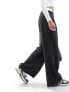 Фото #3 товара ASOS DESIGN wide leg dad trouser with contrast waistband in charcoal