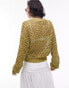 Topshop knitted mix stitch cardigan in olive Зеленый, M - EU 40-42 - фото #2