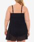 Swim Solutions BLACK Plus Size Knot-Front Tummy-Control Swimdress US 20W