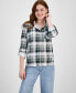 ფოტო #1 პროდუქტის Juniors' Cozy Plaid Collared Knit Shirt