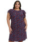 Фото #5 товара Plus Size Floral-Print Flutter-Sleeve Shift Dress