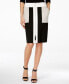 INC International Concepts Women's Zip Front Colorblocked Skirt Black Ivory 6
