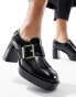 AllSaints Zia high shine leather heeled loafer in black Черный, 38 - фото #4