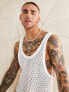 ASOS DESIGN vest in off white crochet with low front and back