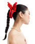 ASOS DESIGN scrunchie hair tie with broderie design in red