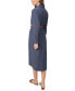 Фото #2 товара Petite Belted Button-Down Denim Midi Dress