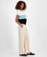 ფოტო #3 პროდუქტის Women's Pinstriped Wide-Leg Pants