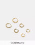 Фото #1 товара Accessorize Z collection 3 pack gold plated twist hoop earrings set in gold