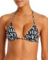 Versace Womens Logo Print Triangle Bikini Top Swimwear Black White Size 2