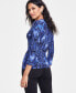 ფოტო #4 პროდუქტის Women's Printed Ribbed Top, Created for Macy's