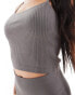 Фото #2 товара ASOS 4505 Icon seamless rib yoga vest with inner bra in steel grey