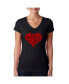 ფოტო #1 პროდუქტის Women's V-Neck T-Shirt with All You Need Is Love Word Art