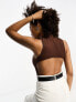 Stradivarius seamless body with open back in brown