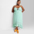 Фото #1 товара Women's High-Low Hem Chiffon Dress - Wild Fable Aqua Green XXL