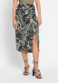 ფოტო #1 პროდუქტის Women's Satin Effect Midi Skirt with Leaf Print