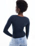 Cotton:On twist front long sleeve top in midnight blue 2XL - фото #7