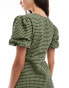 Фото #4 товара Nobody's Child Liza puff mini dress in green gingham