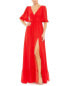 Mac Duggal Faux Wrap Ruffle Trim A Line Gown Women's 16