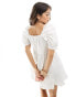 Y.A.S sweetheart bust mini dress with frill detail in white