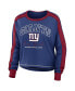 Women's Royal, Red New York Giants Color Block Modest Crop Long Sleeve T-shirt