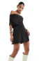 ASOS DESIGN extreme bardot mini dress in black Черный, L - EU 44-46 - фото #1