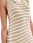 Pretty Lavish fine knit midaxi dress in beige and cream stripe