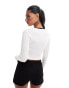 Фото #4 товара The Frolic contrast ribbed bow detail cropped cardigan in cream