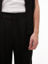 Topman smart wide leg with pleat trousers in black