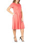 ფოტო #3 პროდუქტის Plus Size Short Sleeve Midi Dress with Pockets