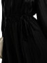 & Other Stories ruched midaxi dress with volume sleeves in black