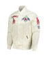 Фото #2 товара Men's Cream Los Angeles Angels Cooperstown Collection Pinstripe Retro Classic Satin Full-Snap Jacket