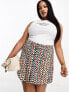 ASOS DESIGN Curve button through mini skirt in abstract print