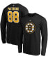 Фото #1 товара Men's David Pastrnak Black Boston Bruins Authentic Stack Name and Number Long Sleeve T-shirt