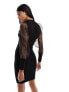 Фото #5 товара French Connection knitted midi dress with organza sleeve in black