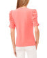 Фото #2 товара Women's Ruched Puff-Sleeve Henley Knit Top