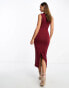 Фото #4 товара ASOS DESIGN asymmetric cut out mesh midi dress in red