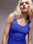 Topshop crinkle scoop back swimsuit in cobalt